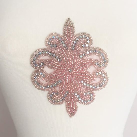 Pink Rhinestone Emblem Applique (Iron-On)