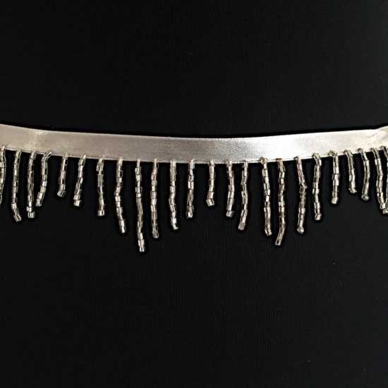 3 Stretch Variegated Beaded Fringe on Elastic (Color: Silver) - Shine Trim