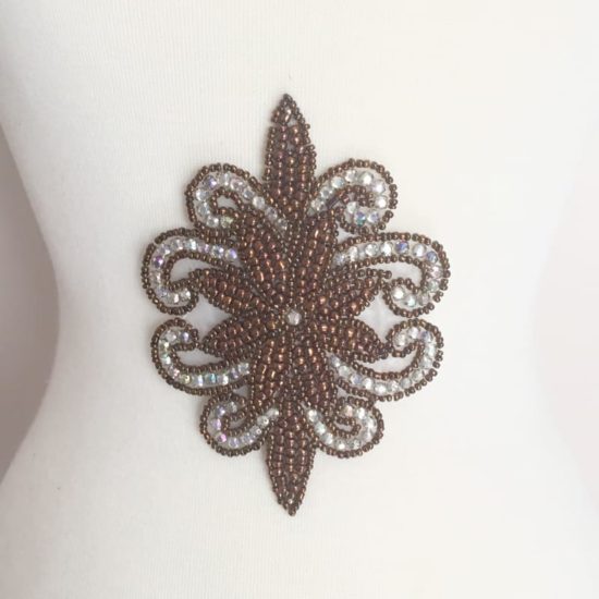 Bronze Rhinestone Emblem Applique (Iron-On)