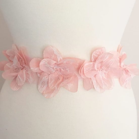 Lace Overlay Flutter Flower Trim