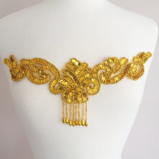 Sequin Bead Center Applique (Gold or Silver)