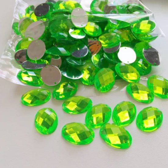 Neon Green Oval Acrylic Gem Stones 13x18mm (Pack of 140)