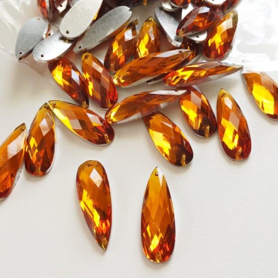 Topaz Teardrop Acrylic Gem Stones 10x30mm (Pack of 80)