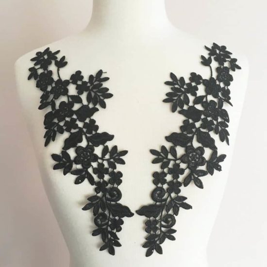 Toya Venice Lace Applique Black (SOLD AS PAIR)