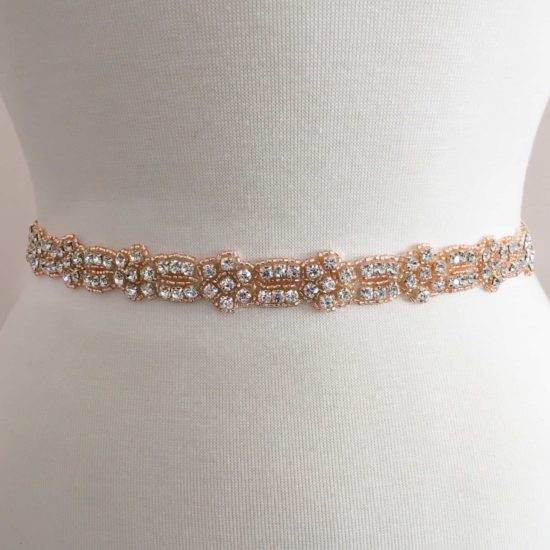 Rose Gold Eunice Rhinestone Beaded Trim