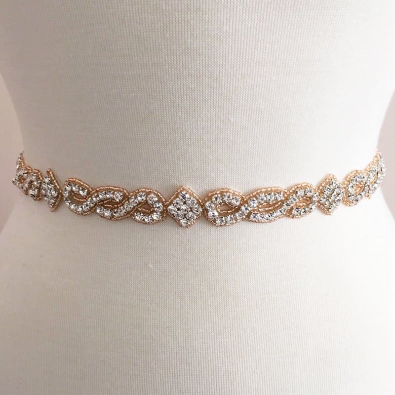 *SALE* Rose Gold Champagne Peach Regalia Rhinestone Beaded Trim - Shine Trim