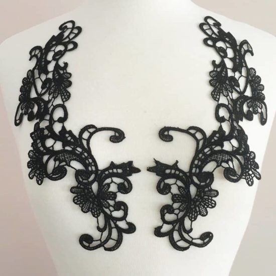 Eva Venice Lace Applique Black (SOLD AS PAIR)