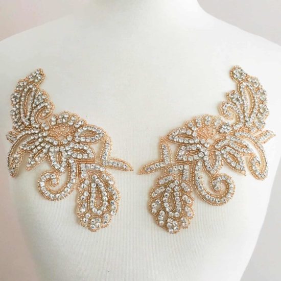 Rose Gold Matching Cora Large Rhinestone Applique