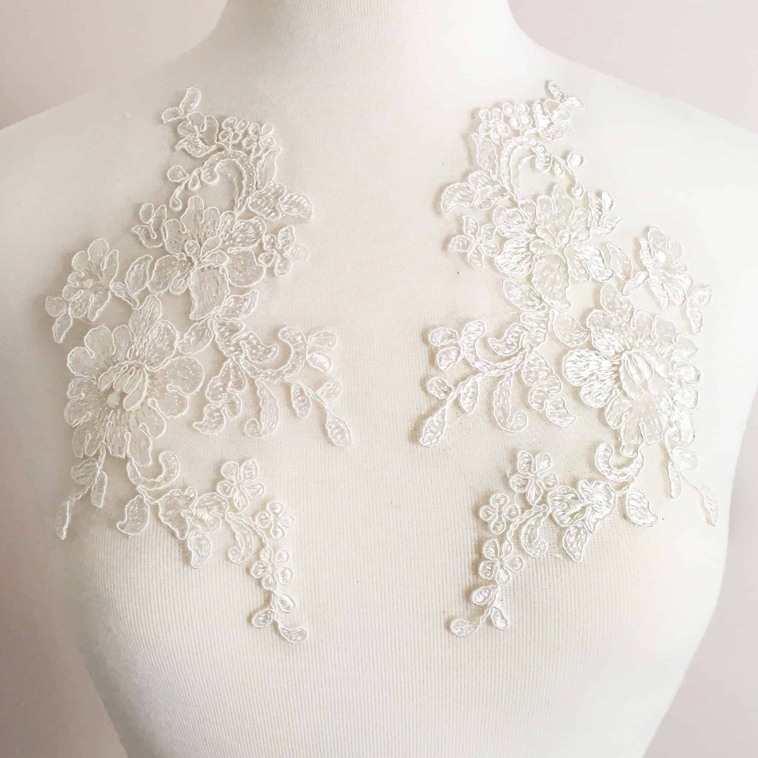 Ivory Floral Leaf Bridal Lace Applique