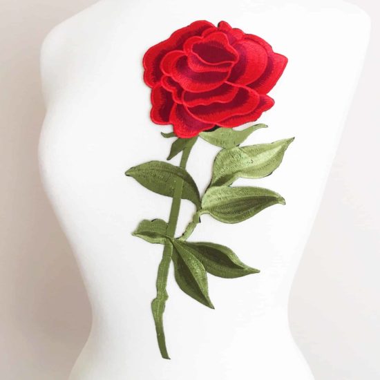 Large Red Rose Embroidery (Iron-On)