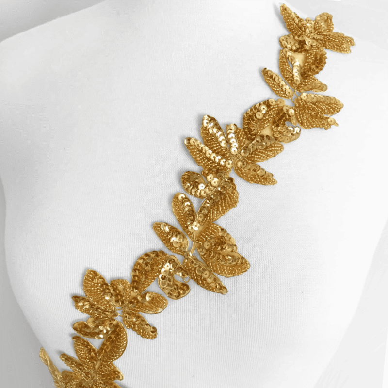 IMG_0480 Beaded Sequin Embroidered Leaf Trim