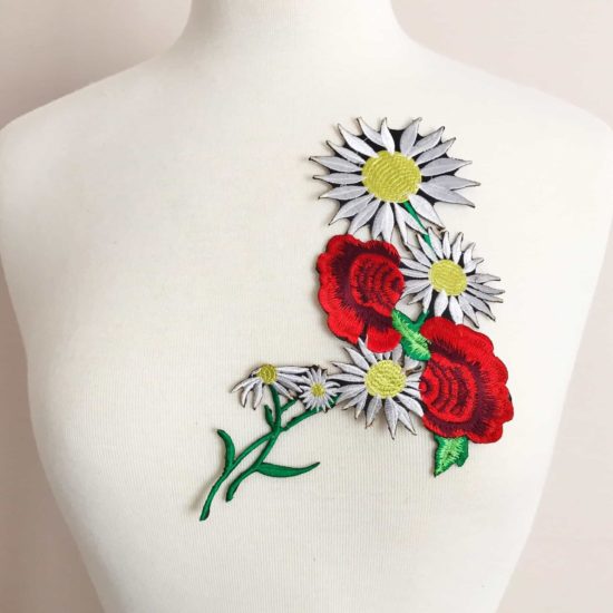 Embroidered Daisy Bouquet Applique