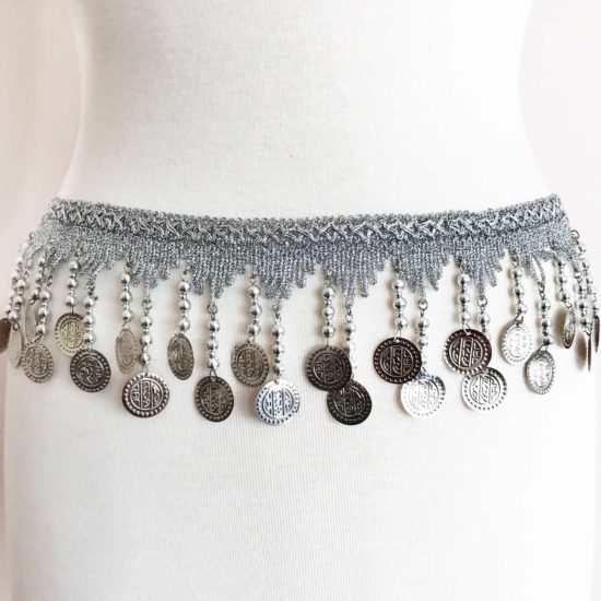 3 Stretch Variegated Beaded Fringe on Elastic (Color: Silver) - Shine Trim