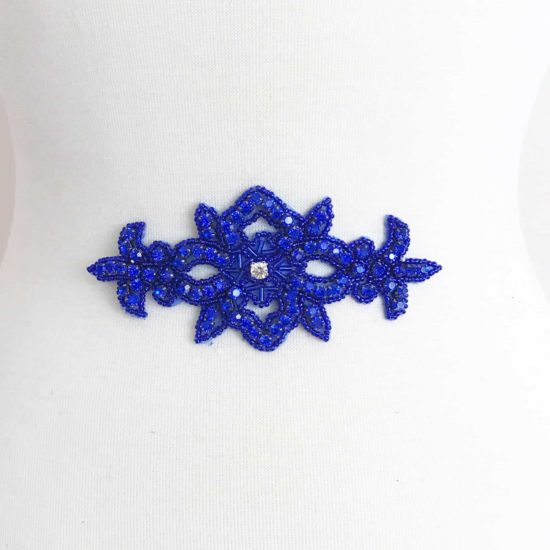 Royal Blue Cecilia Emblem Rhinestone Applique