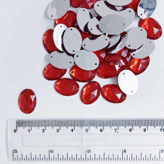 *CLEARANCE* Acrylic Stones 15mm x 20mm Oval Red (350 PCS)