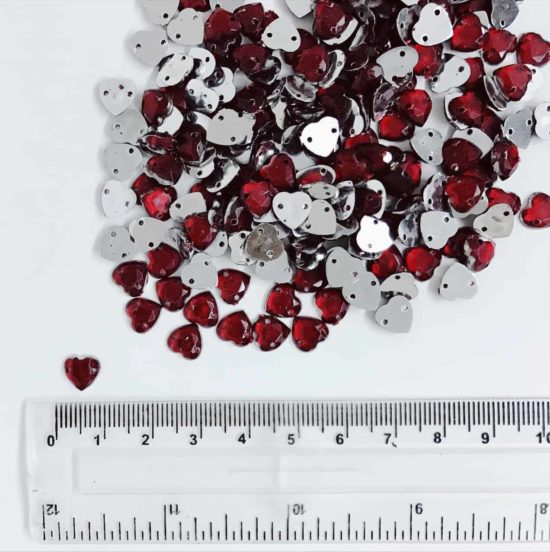 *CLEARANCE* Acrylic Stones 8mm Hearts Red (1800PCS)