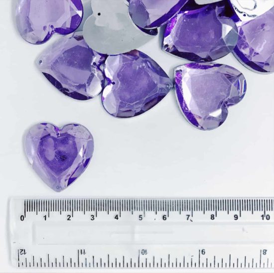 *CLEARANCE* Acrylic Stones 30mm Hearts Lt Purple (72PCS)