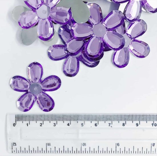 *CLEARANCE* Acrylic Stones 40mm Flower Lt Purple (72PCS)