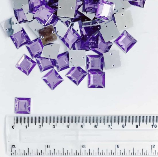 *CLEARANCE* Acrylic Stones 12mm SQUARE Purple (500PCS)