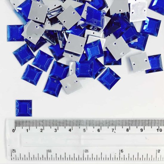 *CLEARANCE* Acrylic Stones 12mm SQUARE Sapphire Blue (500PCS)