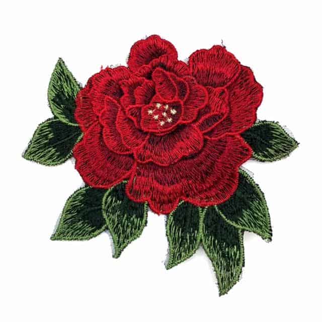 Three Flowers with Leaves Bead Sequin Applique - Shine Trim