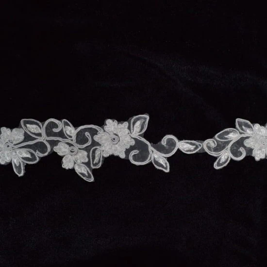 Embroidered Beaded Flower Trim