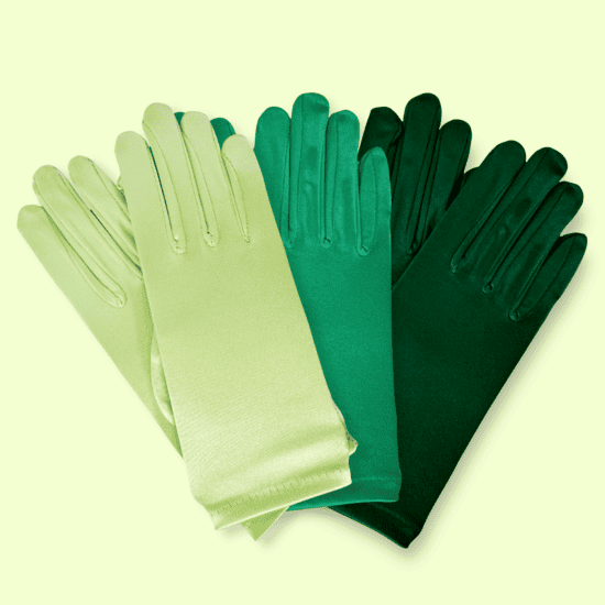 Lime Green Short Shiny Satin Gloves - ShineTrim - Englewood, New Jersey