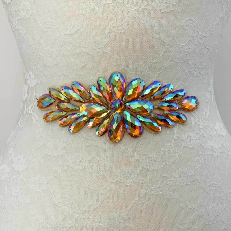 CA475 SPARK IRIDESCENT PEACH Spark Acrylic Jewel Patch