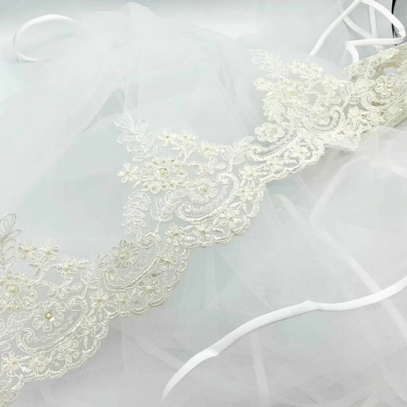 LA941 CLASSIC SCALLOP Classic Scallop Re Embroidered Floral Lace Trim