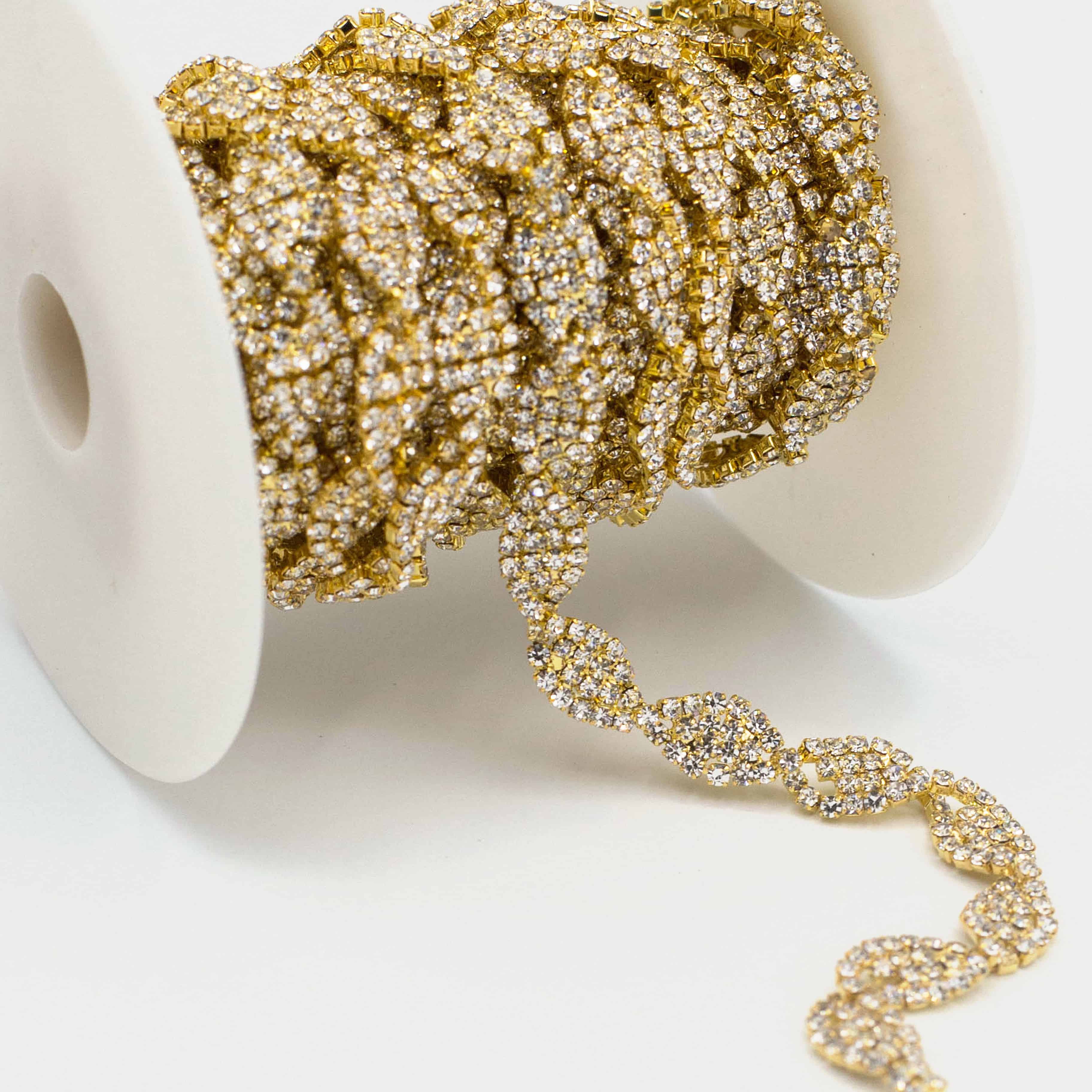 Rhinestone Chain HF10426 Gold Shine Trim