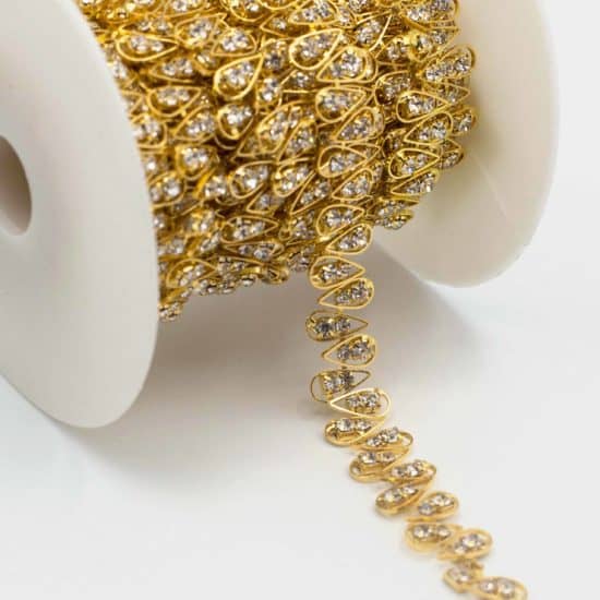 Gold Rhinestone Banding (6 Line) (Color: Clear/Gold) - Shine Trim