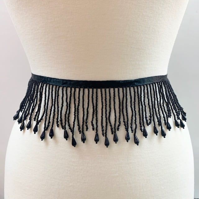 Slanted Beaded Fringe Trim - Cocoa (Sold by the Yard)
