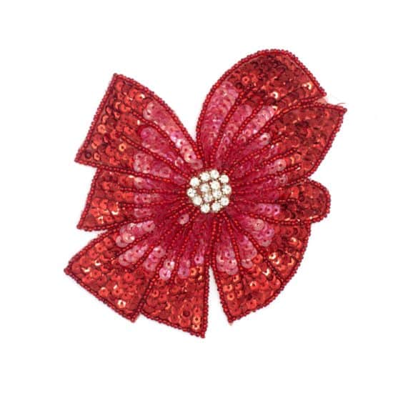 Embroidered Sequin Applique – Red – Black Sapphire Design