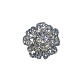 Vintage Flower Crystal Button