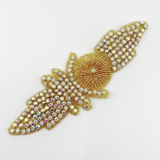 All Gold Rhinestone Applique, Heavy Bead Crafted Rhinestone