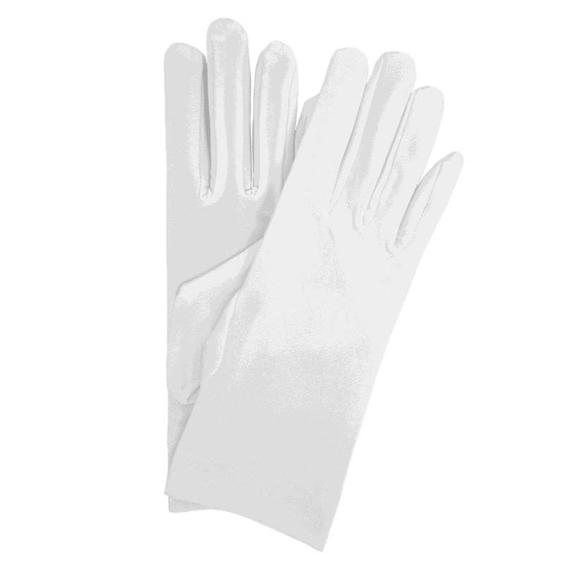 White Short Satin Matte Gloves