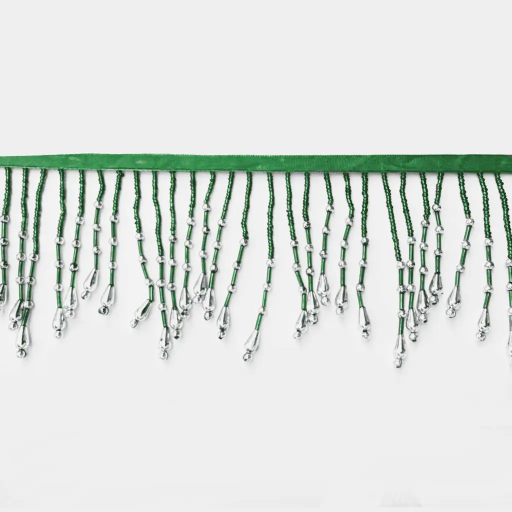 2" Emerald Beaded Fringe Trim