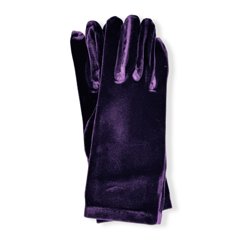 Short Purple Velvet gloves, wrist length Velvet gloves, short gloves, night time gloves, party gloves, for Halloween, costumes, prom, presentation