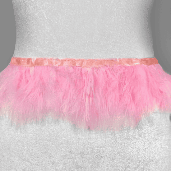 Fluffy marabou feather trim sold by the yard at Shinetrim, New Jersey's premier trim store, perfect for costumes, evening wear, and millinery projects.