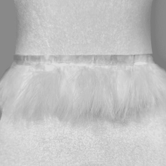 Fluffy marabou feather trim sold by the yard at Shinetrim, New Jersey's premier trim store, perfect for costumes, evening wear, and millinery projects.