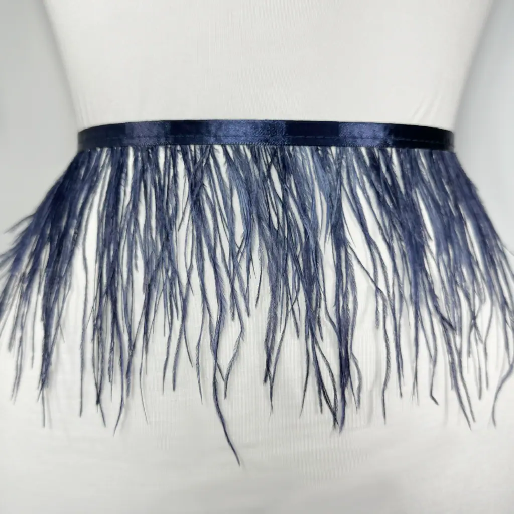 5” Inch Real Natural Ostrich Feather Fringe Trim (ass't colors)