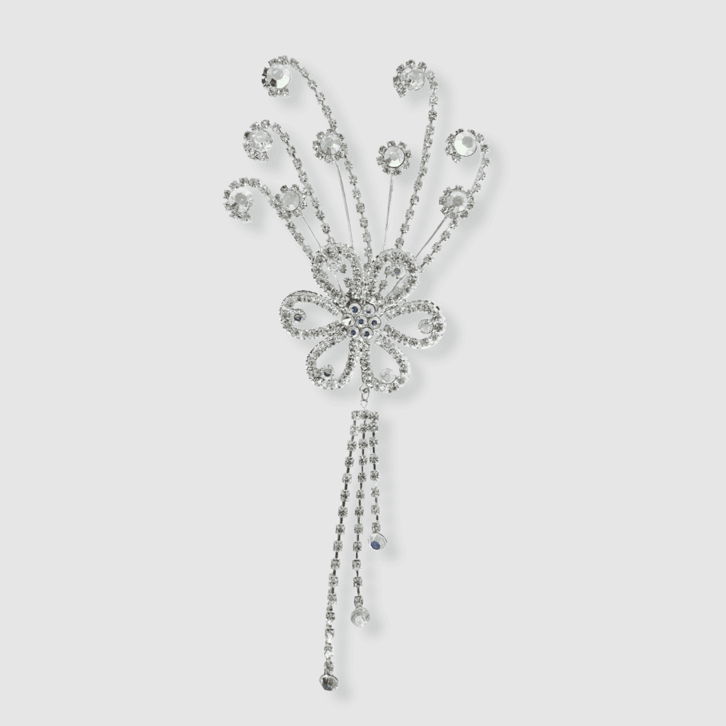 Elegant Rhinestone Flower Brooch Pin