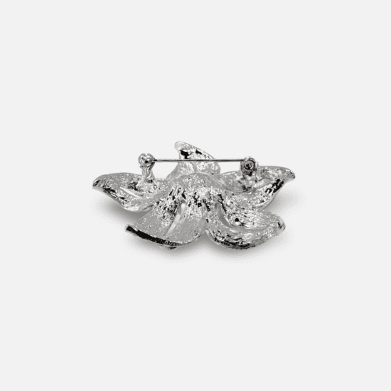 1950s Vintage Lily Flower Brooch Faux Pearl Crystal