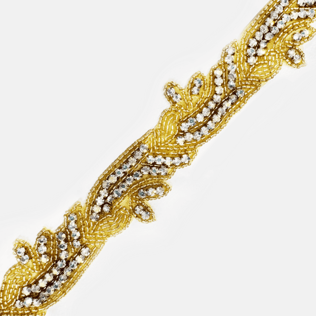 AB Gold Beaded Rhinestones Trim | Shine Trim