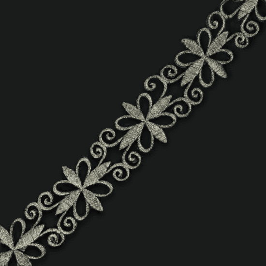 Floral Scroll Embroidered Trim – 2” Wide