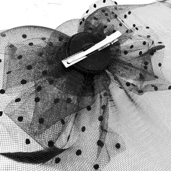 black-fascinator-veiled-hair-clip Leda Veiled Fascinator