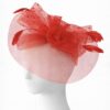 red-feather-fascinator-hat-kentucky-derby-headpiece-women Leda Veiled Fascinator