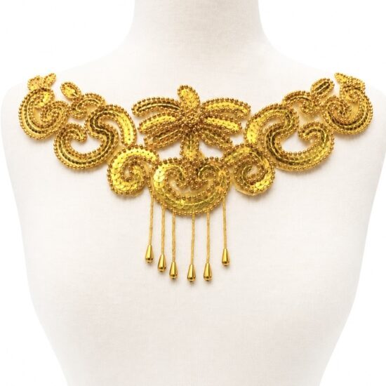 Gold Sequin Bead Center Applique